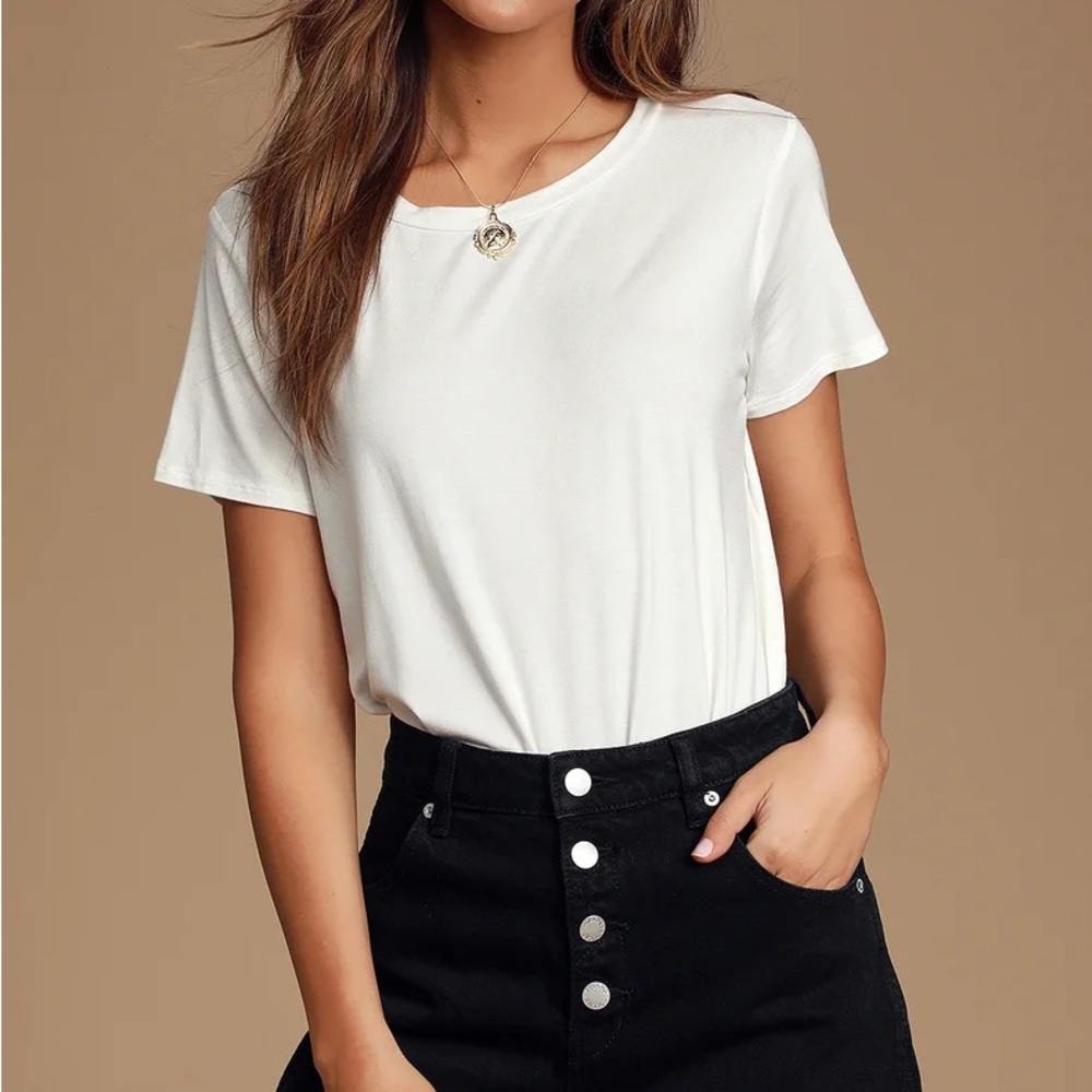 Lulu's Classic White Short Sleeve Bodysuit